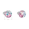 Strieborné náušnice pecka s kryštálmi Swarovski mix farieb okrúhle 31336.3 water lilly