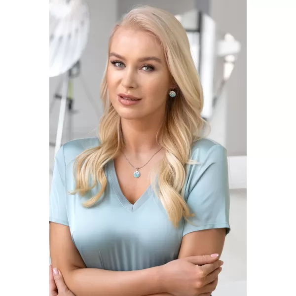 Strieborný prívesok s kryštálmi Swarovski modrý okrúhly 34225.3 light turquoise