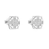 Strieborné náušnice pecka so zirkónom biely štvorec 11050.1