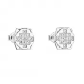 Strieborné náušnice pecka so zirkónom biely štvorec 11050.1