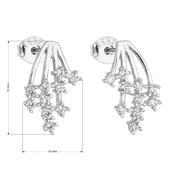 Strieborné náušnice pecka so zirkónom v bielej farbe 11093.1