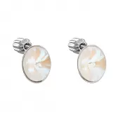 Strieborné náušnice pecka s kryštálmi Swarovski biely ovál 31274.4 light grey delite