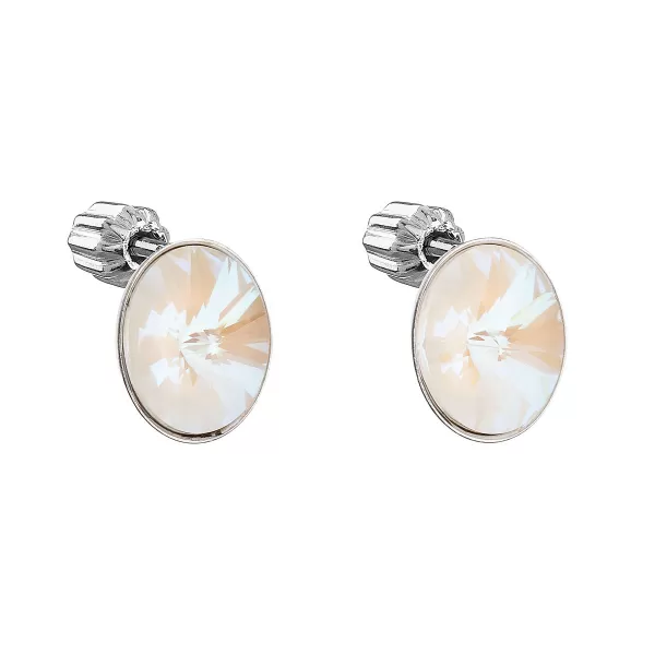 Strieborné náušnice pecka s kryštálmi Swarovski biely ovál 31274.4 light grey delite