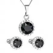 Súprava šperkov s kryštálmi Swarovski náušnice a prívesok čierne okrúhle 39352.3
