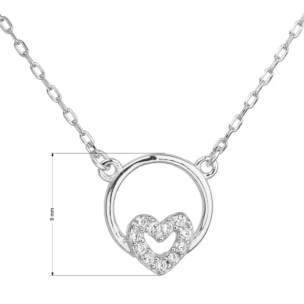 Strieborný náhrdelník so zirkónom biele srdce 12021.1