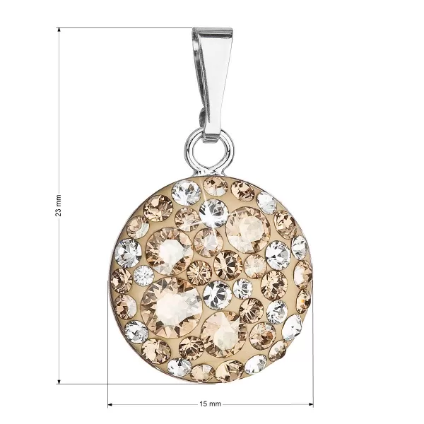 Strieborný prívesok s kryštálmi Swarovski zlatý okrúhly 34225.5 gold