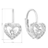 Strieborné náušnice visiace so zirkónom biele srdce 11225.1