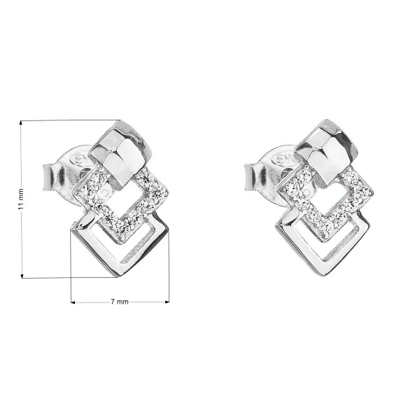 Strieborné náušnice pecka so zirkónom v bielej farbe 11015.1