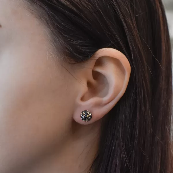 Strieborné náušnice pecka s kryštálmi Swarovski mix farieb okrúhle 31336.4 colorado