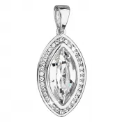 Strieborný prívesok s kryštálmi Swarovski biely ovál 34199.1