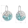 Strieborné náušnice visiace s kryštálmi Swarovski modré okrúhle 31176.3 light turquoise