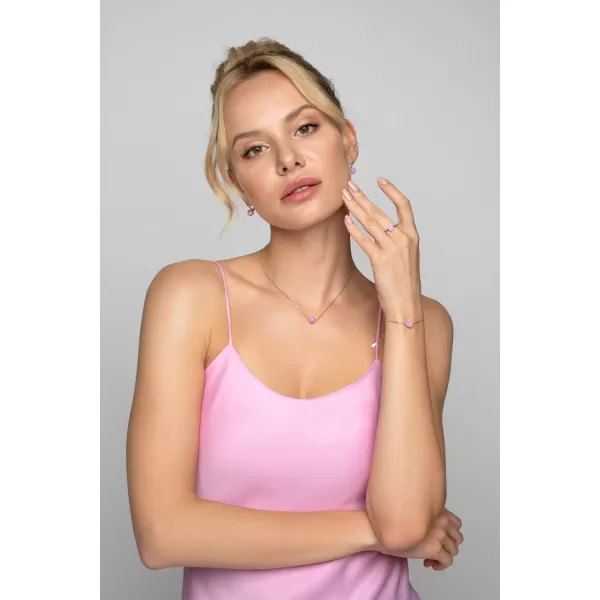 Strieborné visiace náušnice so syntetickým opálom ružové okrúhle 11242.3