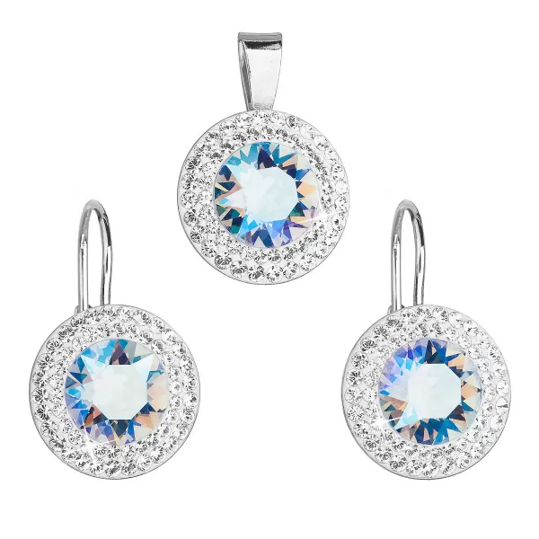 Sada šperkov s kryštálmi Swarovski náušnice a prívesok modré okrúhle 39107.3 light sapphire shimmer
