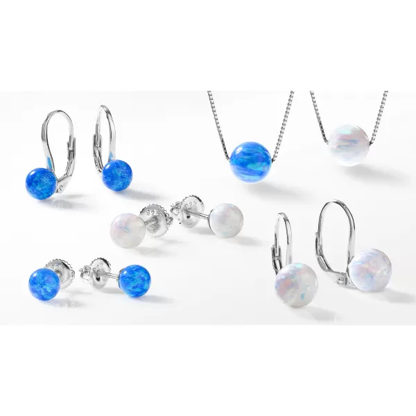 Strieborné náušnice kôstky so syntetickým opálom modré okrúhle 11246.3
