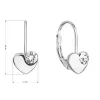 Strieborné visiace náušnice so Swarovski kryštálmi srdiečka 31299.1 biele