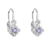 Strieborné detské náušnice visiace so zirkónom fialová kvietka 11175.3