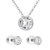 Súprava šperkov s bielymi zirkónovými náušnicami a náhrdelníkom 19007.1