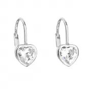 Strieborné náušnice visiace so zirkónom biele srdce 11185.1