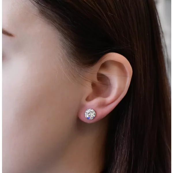 Strieborné náušnice pecka s kryštálmi Swarovski ab efekt okrúhle 31336.2