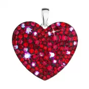 Strieborný prívesok s kryštálmi Swarovski červené srdce 34243.3 cherry