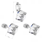 Sada šperkov s kryštálmi Swarovski náušnice a prívesok biela kocka 39068.1