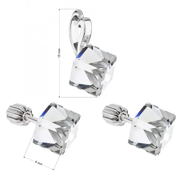 Sada šperkov s kryštálmi Swarovski náušnice a prívesok biela kocka 39068.1
