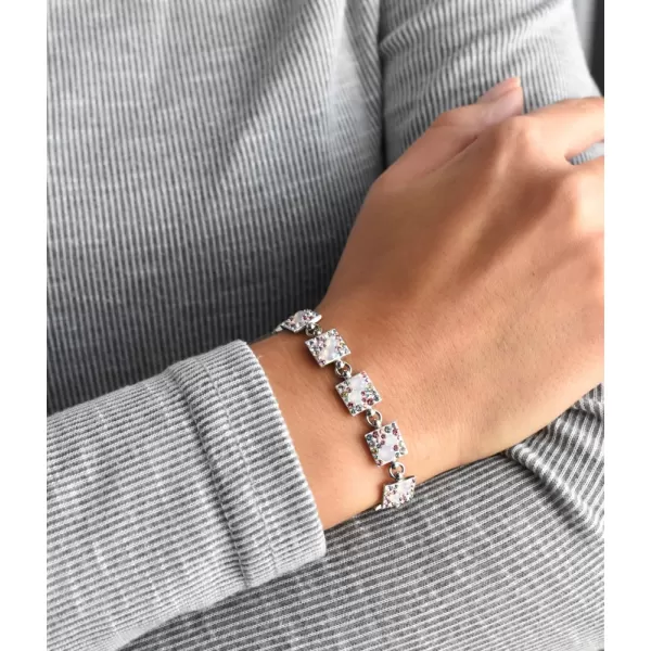 Strieborný náramok so Swarovski kryštálmi ružový 33047.3