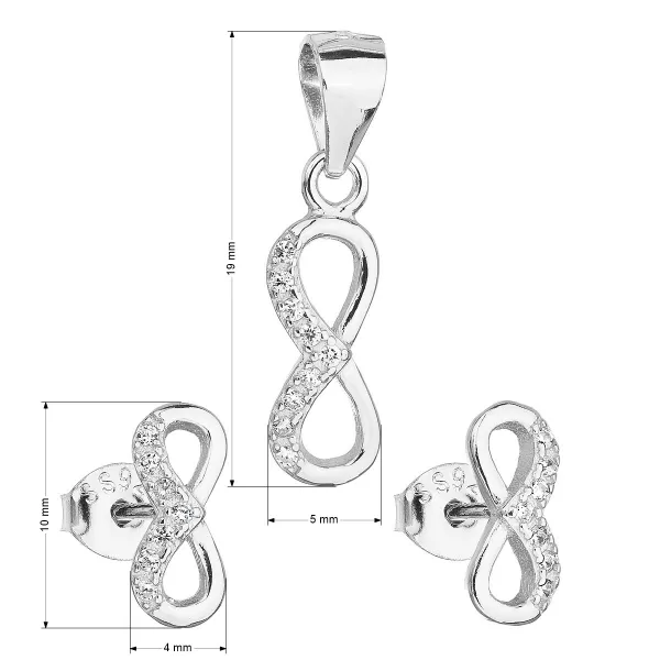 Súprava šperkov so zirkónovými náušnicami a príveskom biely infinity 19016.1