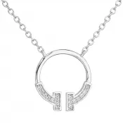 Strieborný náhrdelník so zirkónom v bielej farbe 12040.1