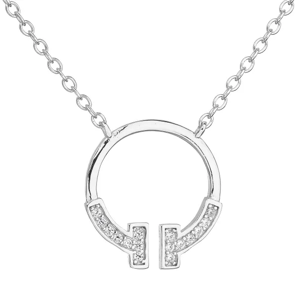 Strieborný náhrdelník so zirkónom v bielej farbe 12040.1