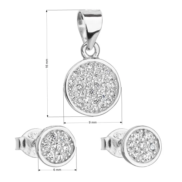 Súprava šperkov so zirkónom v bielej farbe náušnice a prívesok 19020.1