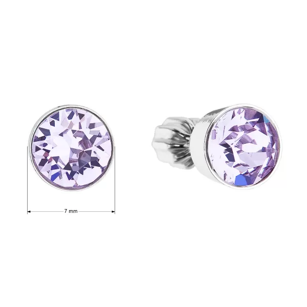 Strieborné náušnice pecka so Swarovski kryštálmi fialové okrúhle 31113.3 violet