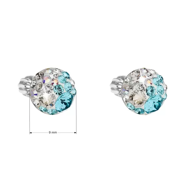 Strieborné náušnice pecka s kryštálmi Swarovski modré okrúhle 31336.3 light turquoise