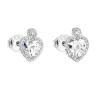 Strieborné náušnice Pecka s zirkónovým bielym srdcom 11158.1