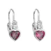 Strieborné detské náušnice visiace so zirkónom ružové srdce 11178.3