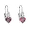 Strieborné detské náušnice visiace so zirkónom ružové srdce 11178.3