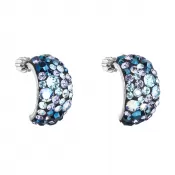Strieborné náušnice visiace s kryštálmi Swarovski modré polkruh 31164.3 blue style