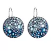 Strieborné náušnice visiace s kryštálmi Swarovski modré okrúhle 31161.3 blue style