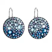 Strieborné náušnice visiace s kryštálmi Swarovski modré okrúhle 31161.3 blue style