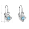 Strieborné detské náušnice visiace so zirkónom modrá kytička 11175.3