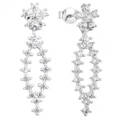 Strieborné náušnice visiace so zirkónom v bielej farbe 11027.1