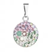 Strieborný prívesok s kryštálmi Swarovski mix farieb okrúhly 34225.3 sakura