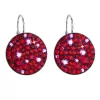 Strieborné náušnice visiace s kryštálmi Swarovski červené okrúhle 31161.3 cherry