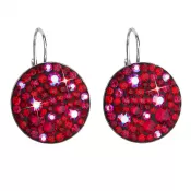 Strieborné náušnice visiace s kryštálmi Swarovski červené okrúhle 31161.3 cherry