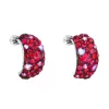 Strieborné náušnice visiace s kryštálmi Swarovski červené polkruh 31164.3 cherry