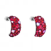 Strieborné náušnice visiace s kryštálmi Swarovski červené polkruh 31164.3 cherry