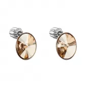 Strieborné náušnice pecka s kryštálmi Swarovski zlatý ovál 31274.5