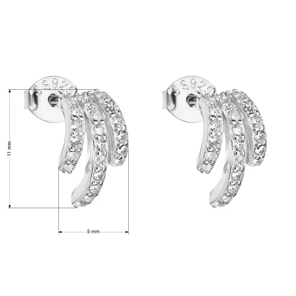 Strieborné náušnice so zirkónom biely polkruh 11146.1