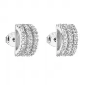 Strieborné náušnice Pecka so zirkónom v bielej 11007.1