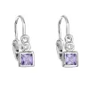 Strieborné detské náušnice visiace so zirkónom fialová kocka 11172.3